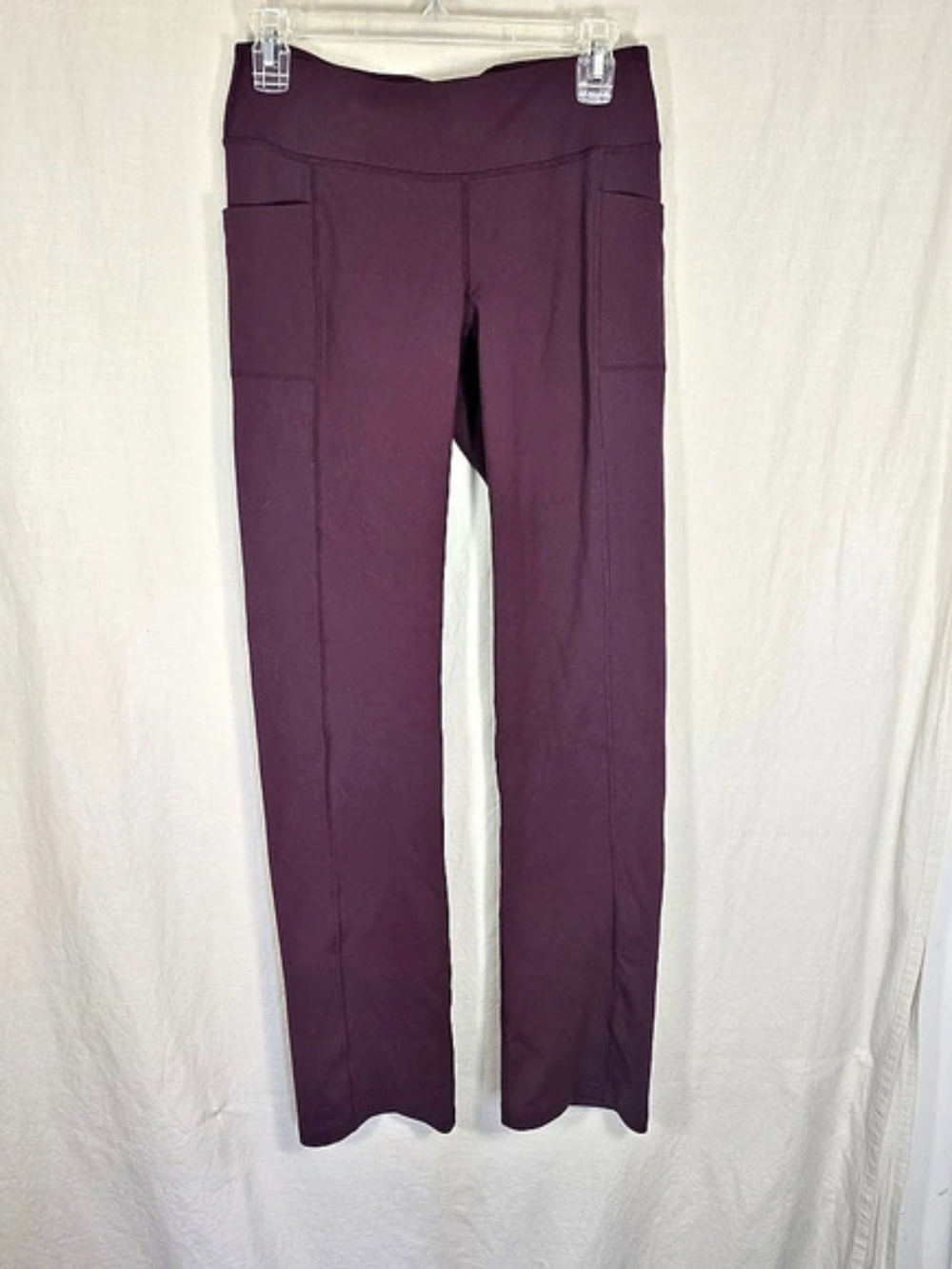 Skechers Women’s M Burgundy Straight Leg Yoga Pants High Rise Pockets
